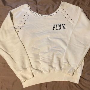 PINK Victoria's Secret White Sweatshirt with Black Logo